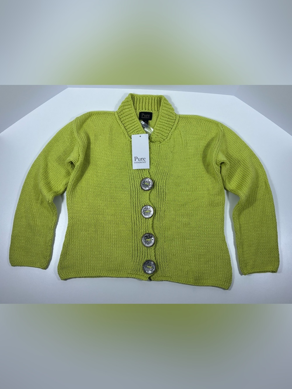Pure Handknit 100% Cotton Cardigan | Hand Knit | L/XL | NWT